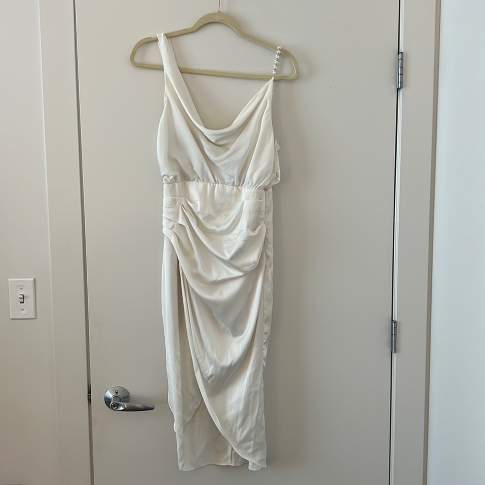 White pearl strap dress